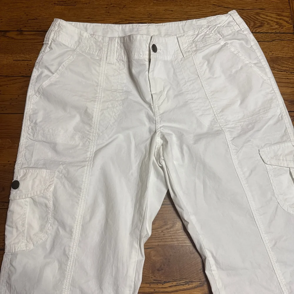 Boston Proper Crop Cargo Wide Leg Pants Black Stretchy Women's Size 12 E12 - Picture 4 of 8
